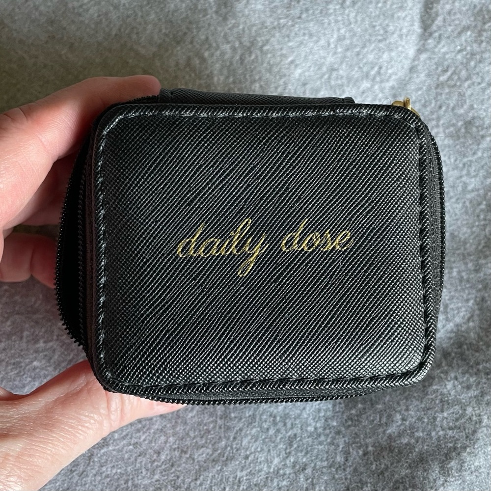 Daily Dose Pill Case - Black Zip Pouch with Gold Logo